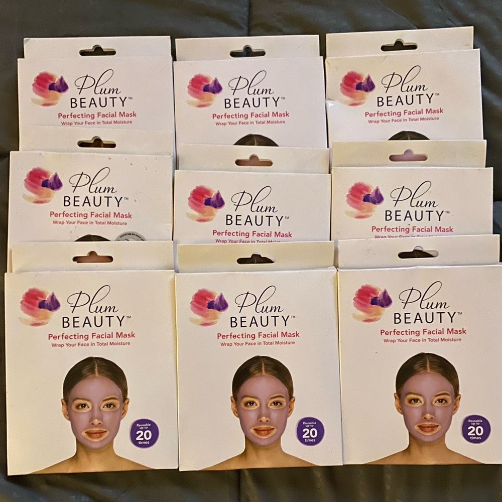 Lot of 9 REUSABLE PLUM BEAUTY Revitalizing Facial Masks - Pink